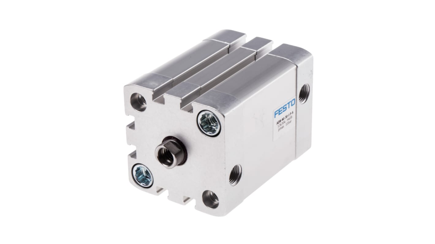 Cilindro pneumatico Festo ADN-40-30-I-P-A, doppio effetto, foro 40mm, corsa 30mm, montaggio verticale o orizzontale.