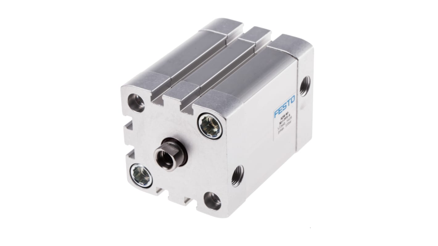 Cilindro pneumatico Festo ADN-40-30-I-PPS-A, doppio effetto, foro 40mm, corsa 30mm, attacco G 1/8, max 10 bar.