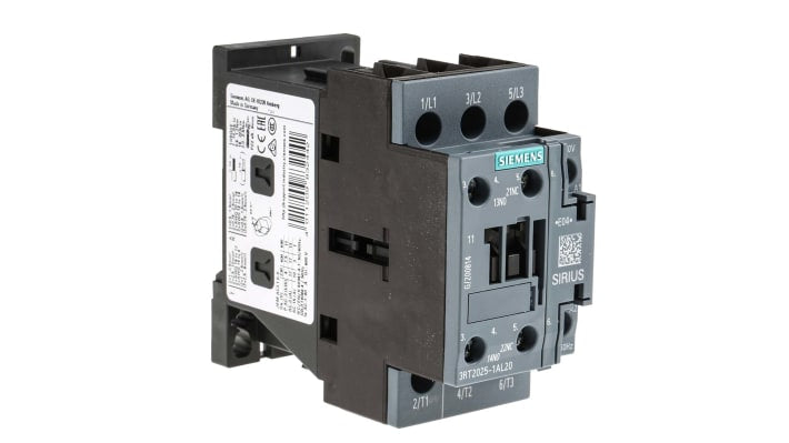 Contattore Siemens 3RT2025-1AL20 - 40 A, 690 V c.a. - Serie 3RT2 per motori industriali - Montaggio su guida DIN - Resistente e affidabile.