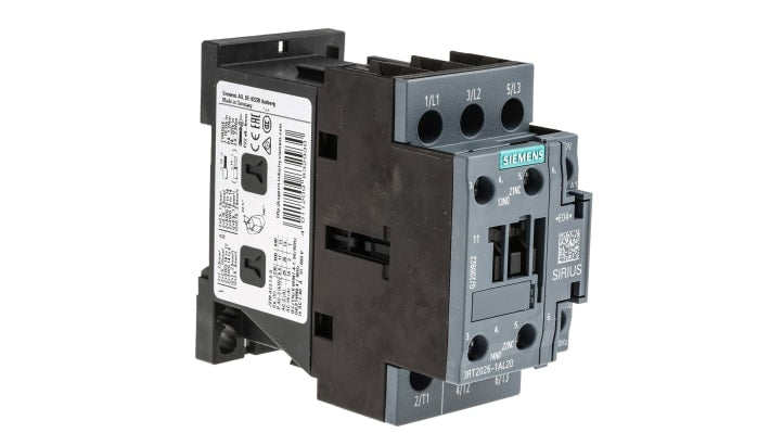 Relè di controllo Siemens 3RT2026-1AL20, FLC 22 A, 40 A - Serie SIRIUS per protezione motori industriali. Montaggio su guida DIN, azione rapida e resistenza sovratensioni.