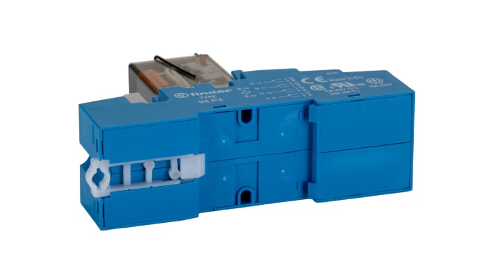 Finder 58.P4.8.230.0060SMA, relè d'interfaccia per guida DIN, 4PDT, 230V ca, dimensioni 31 x 86.3 x 95.5 mm.