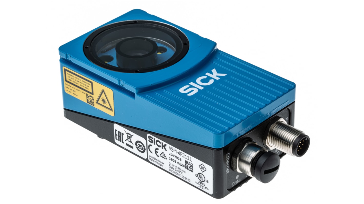 Sick VSPI-4F2111, sensore di visione monocromatico 640x480, IP67, alimentazione 24 V, dimensioni 100x53x38 mm.
