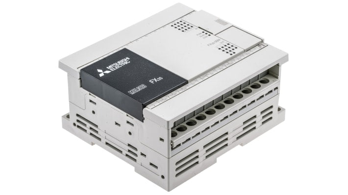 CPU PLC Mitsubishi Electric FX3S-30MR-DS, 30 I/O, montaggio su guida DIN, dimensioni 100 x 90 x 49 mm.