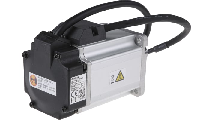 Servomotore Omron R88M-G40030H-S2, potenza 400 W, coppia 1,3 Nm, dimensioni 60x60x128,5 mm, grado di protezione IP65.