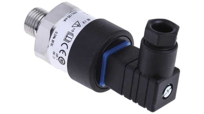 WIKA 46879223, sensore di pressione 16 bar, uscita 4-20 mA, acciaio inox, IP65, temperatura 0-80 °C.