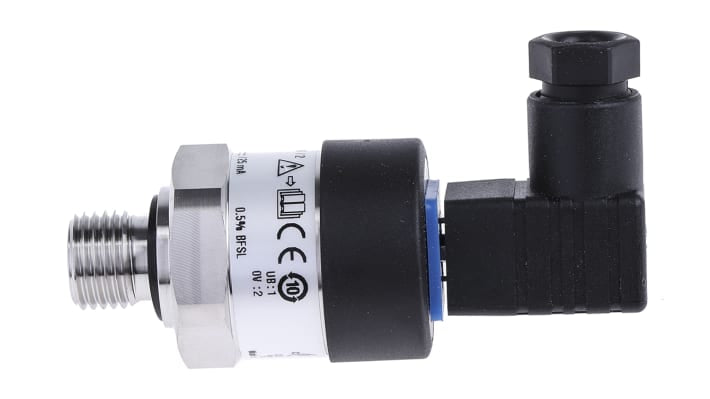 WIKA 46879223, sensore di pressione 16 bar, uscita 4-20 mA, acciaio inox, IP65, temperatura 0-80 °C.