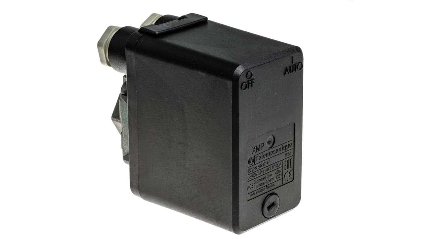 Pressostato differenziale Telemecanique Sensors XMPA12B2142, 12 bar max, attuatore a diaframma, IP54, per aria e acqua.