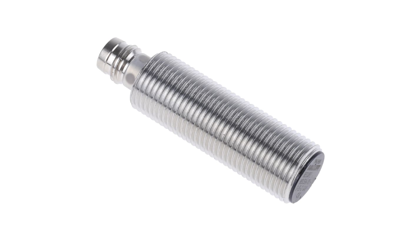 Sensore di prossimità cilindrico PNP BALLUFF BES 516-325-G-E5-C-S49, M12, rilevamento 4 mm, IP68, alimentazione 10-30 V c.c.