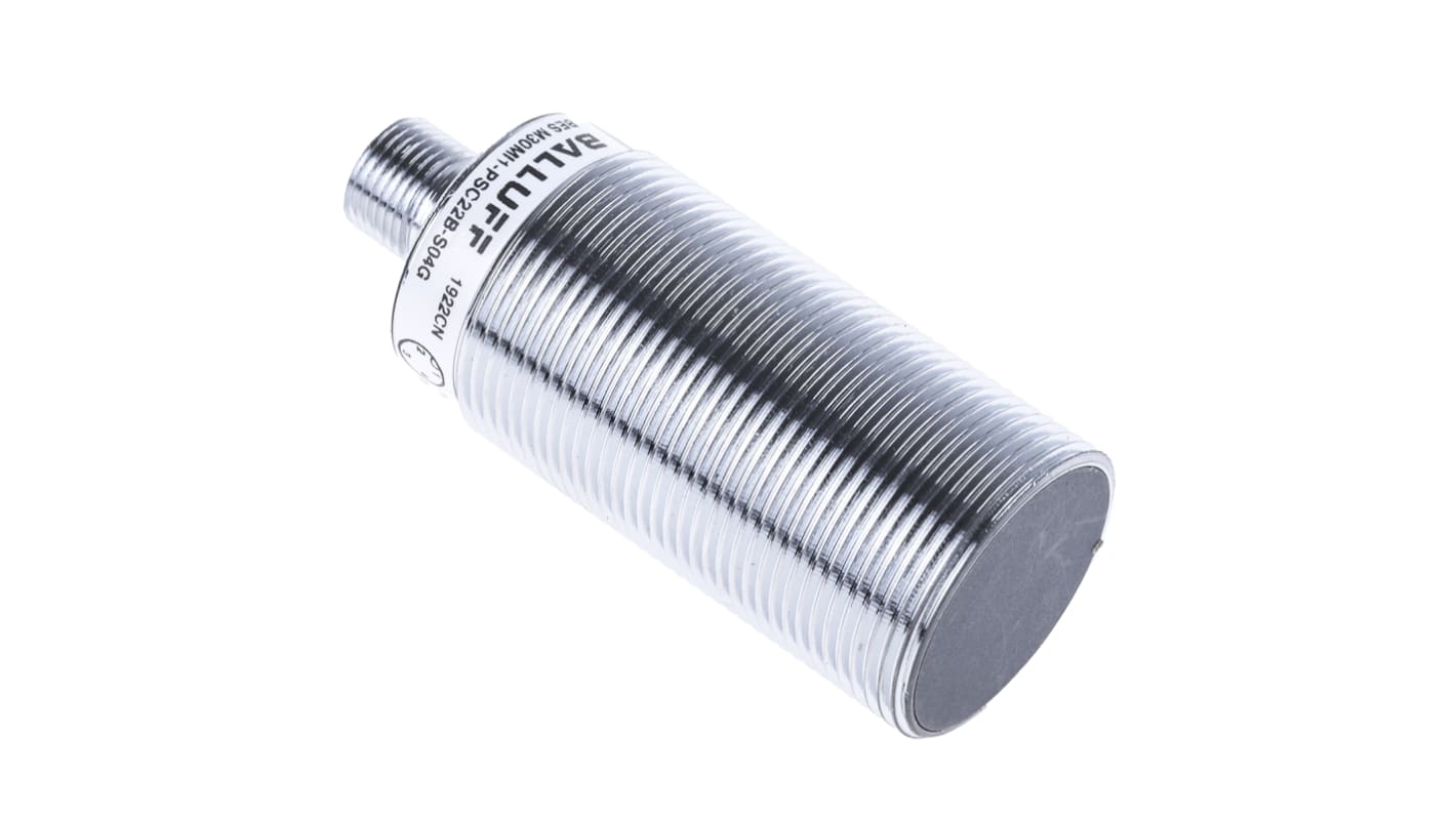 Sensore di prossimità cilindrico PNP BALLUFF BES M30MI1-PSC22B-S04G, M30 x 1.5, rilevamento 22 mm, IP67, alimentazione 10-30 V c.c.