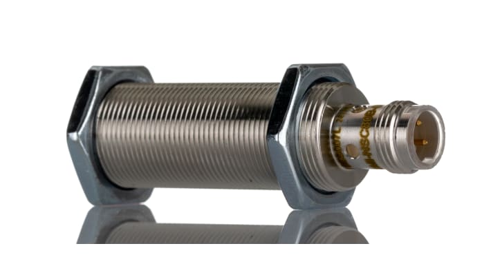 Sensore di prossimità cilindrico NPN BALLUFF BES M18MI-NSC80B-S04G, gamma di rilevamento 8 mm, grado di protezione IP67.