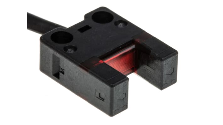 Sensore fotoelettrico a forcella Panasonic PM-U25, rilevamento 6 mm, uscita NPN, montaggio a pannello, grado di protezione IP64.