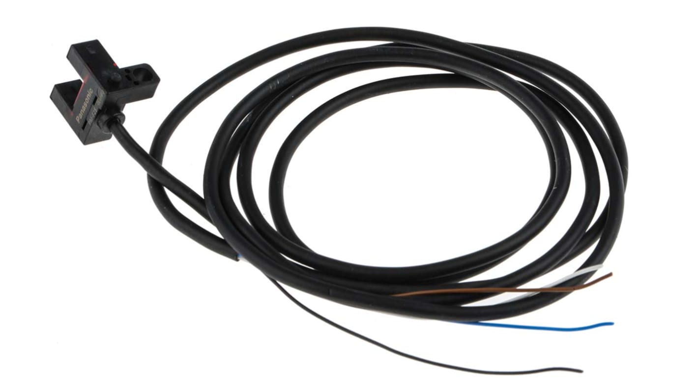 Sensore fotoelettrico a forcella Panasonic PM-F25, rilevamento 6 mm, uscita NPN, montaggio a pannello, grado di protezione IP64.