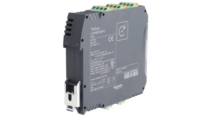 Starter motore avanzato Schneider Electric LZ1H6X53FU, potenza 3 kW, montaggio su guida DIN, protezione IP20, reset manuale e automatico.