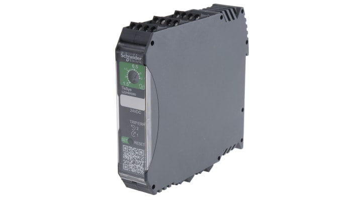 Starter reversibile Schneider Electric LZ2H6X5BD, potenza 3 kW, controllo 24 V CC, montaggio su guida DIN, dimensioni 99 x 22,5 x 114,5 mm.