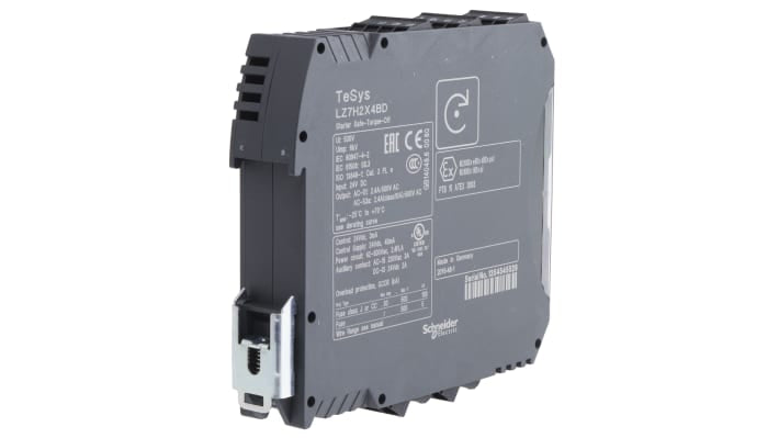 Starter motore avanzato Schneider Electric LZ7H2X4BD, potenza 1,1 kW, montaggio su guida DIN, protezione IP20.