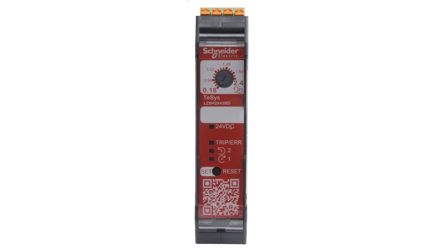Starter motore avanzato Schneider Electric LZ8H2X43BD, potenza 1,1 kW, montaggio su guida DIN, protezione IP20.