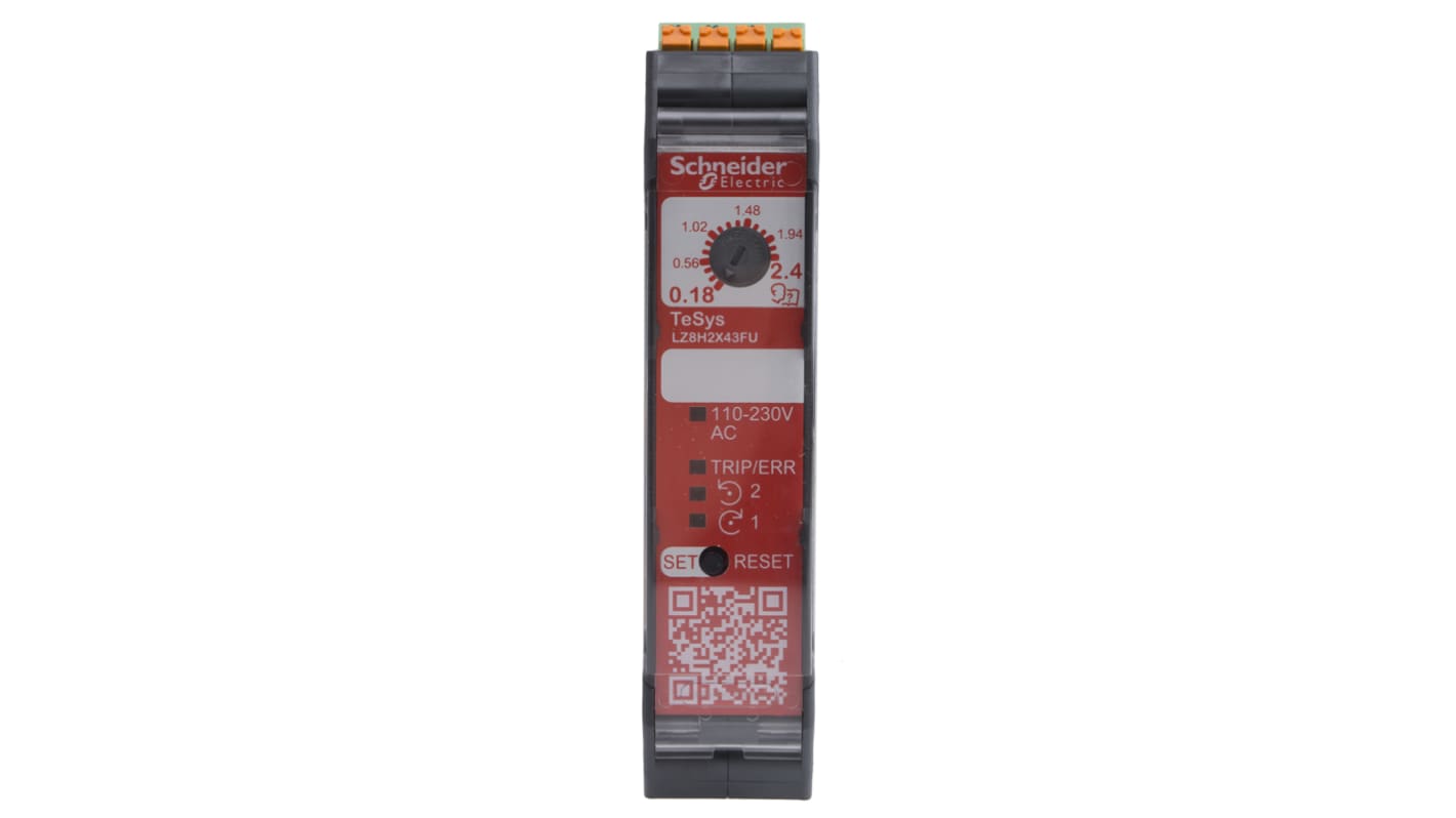 Starter motore avanzato Schneider Electric LZ8H2X43FU, potenza 1,1 kW, montaggio su guida DIN, protezione IP20.
