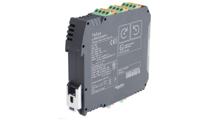 Starter motore avanzato Schneider Electric LZ8H2X43FU, potenza 1,1 kW, montaggio su guida DIN, protezione IP20.