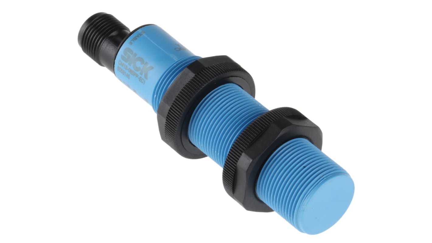 Sensore di prossimità cilindrico Sick CM18-08BPP-EC1, tecnologia PNP, rilevamento 8 mm, grado di protezione IP68/IP69K.