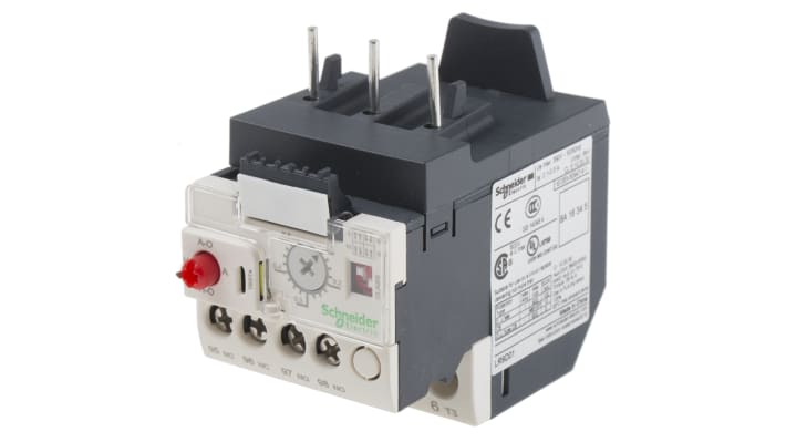 Relè di sovraccarico termico Schneider Electric LR9D01, corrente 100-500 mA, montaggio diretto, dimensioni 79.9x45x72.5 mm.