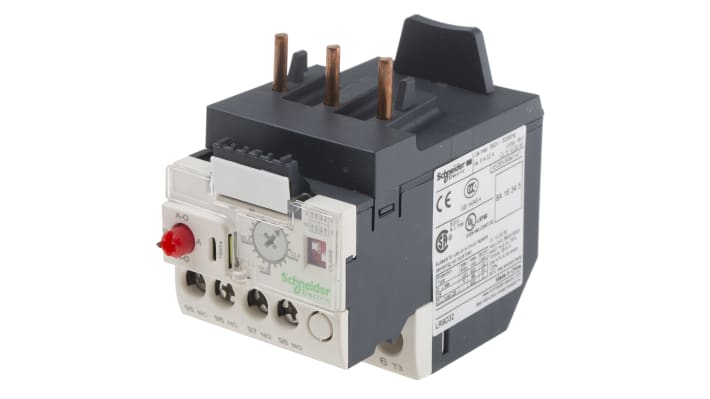 Relè di sovraccarico termico Schneider Electric LR9D32, corrente 6,4-32 A, montaggio diretto, dimensioni 79,9 x 45 x 72,5 mm.