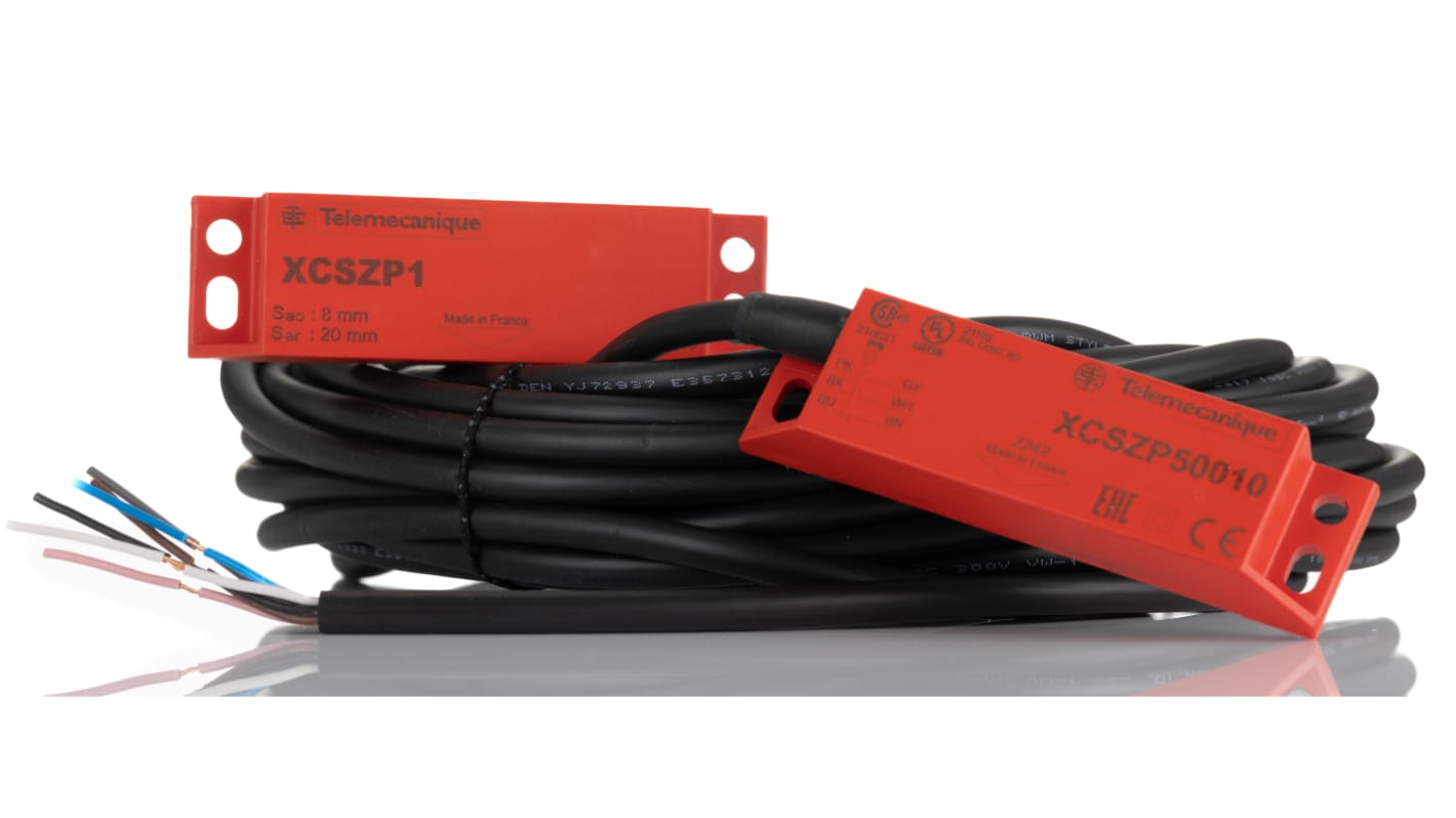 Interruttore di sicurezza senza contatto Telemecanique Sensors, 24V cc, custodia IP67, dimensioni 25x13x88 mm, cavo 10 m.