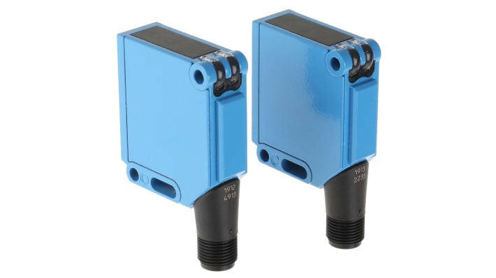 Sensore fotoelettrico rettangolare Sick WSE12C-3P2430A00, rilevamento fino a 20 m, uscita PNP, montaggio a pannello, IP69K.