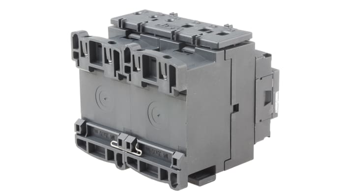 Contattore reversibile Schneider Electric LC2D09KUE, 3 poli, 9 A, montaggio su guida DIN, dimensioni 90x86x77 mm.