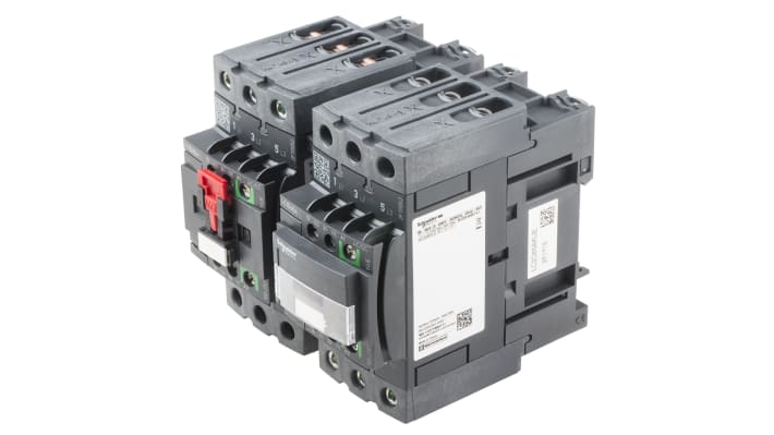Contattore reversibile Schneider Electric LC2D65AKUE, 3 poli, 65 A, montaggio su guida DIN, grado di protezione IP20.