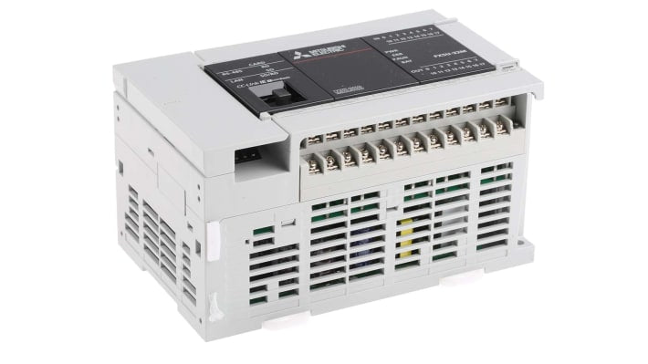 CPU PLC Mitsubishi Electric FX5U-32MR/DS, 16 I/O, alimentazione 5V/24V, dimensioni 150x90x83 mm, montaggio desktop.