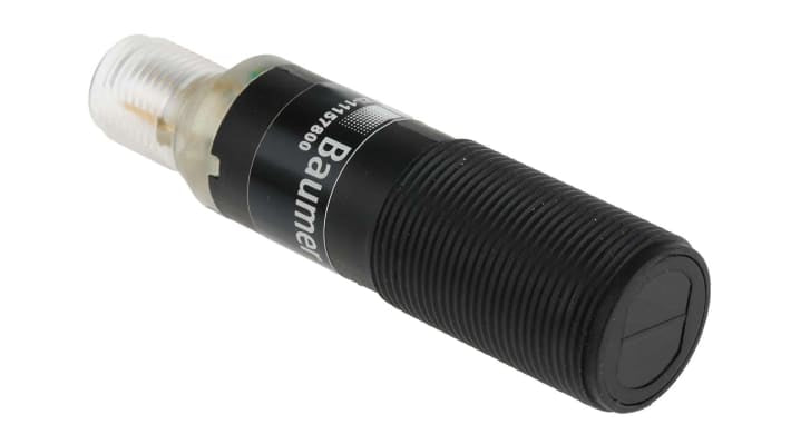 Sensore fotoelettrico cilindrico Baumer OR18.ZI-PW1P.71O/B005, rilevamento fino a 800 mm, uscita PNP, IP67, temperatura -25/+55 °C.