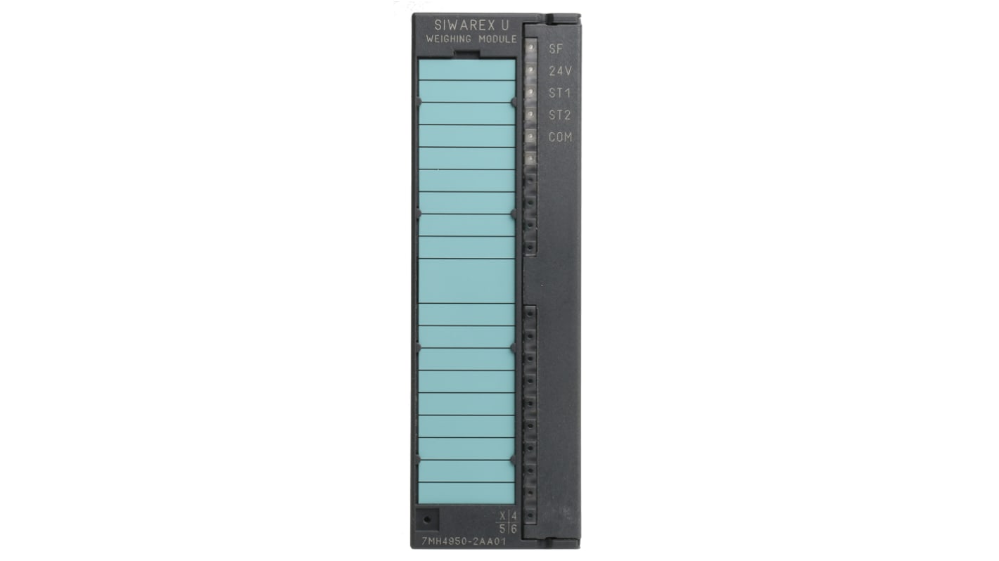 Modulo di monitoraggio Siemens 7MH4950-2AA01, 2 ingressi analogici, montaggio su guida DIN, dimensioni 125 x 40 x 130 mm.