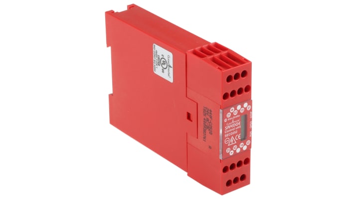 Interruttore di interblocco di sicurezza Allen Bradley Guardmaster 440F-C252D, montaggio su guida DIN, 24V/120-240V, contenitore in policarbonato.