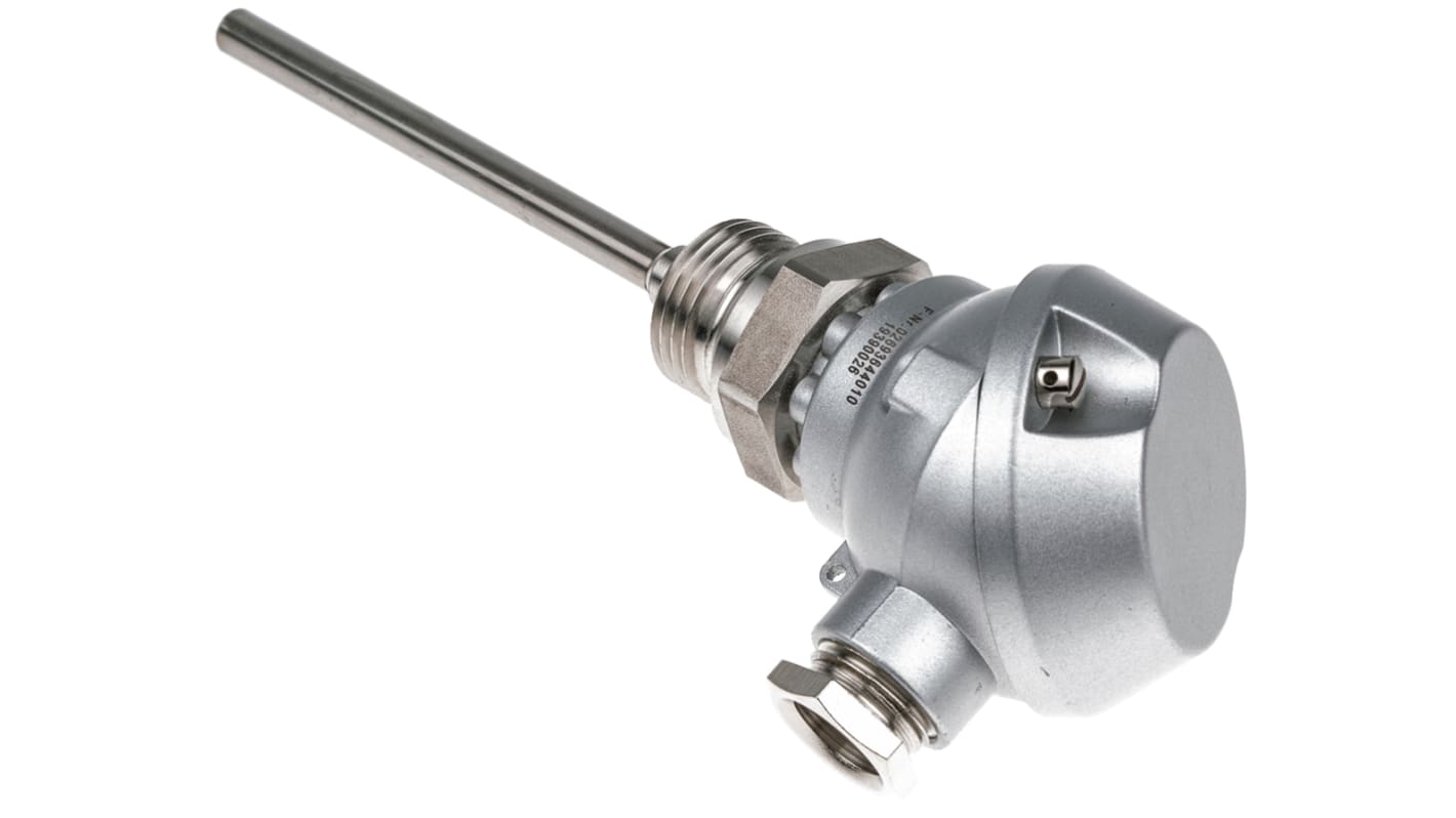 Sensore RTD PT100 Jumo 902030/10-402-1003-1-6-100-104/000, sonda avvitabile in acciaio inox, diametro 6mm, lunghezza 100mm, temperatura -50/+400°C.