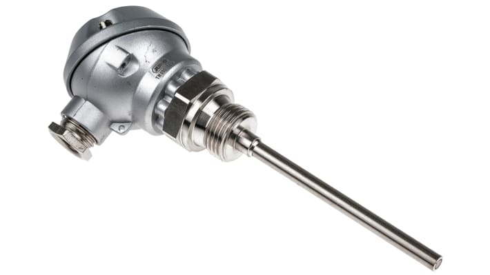 Sensore RTD PT100 Jumo 902030/10-402-1003-1-6-100-104/000, sonda avvitabile in acciaio inox, diametro 6mm, lunghezza 100mm, temperatura -50/+400°C.