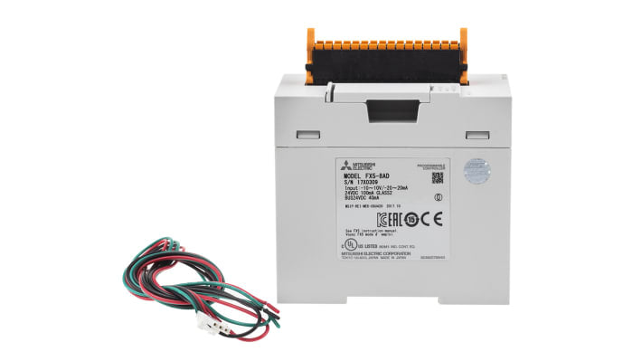 Modulo di ingresso analogico Mitsubishi Electric FX58AD, 8 ingressi, alimentazione 24 V c.c., montaggio su guida DIN, dimensioni 50 x 102,2 x 90 mm.