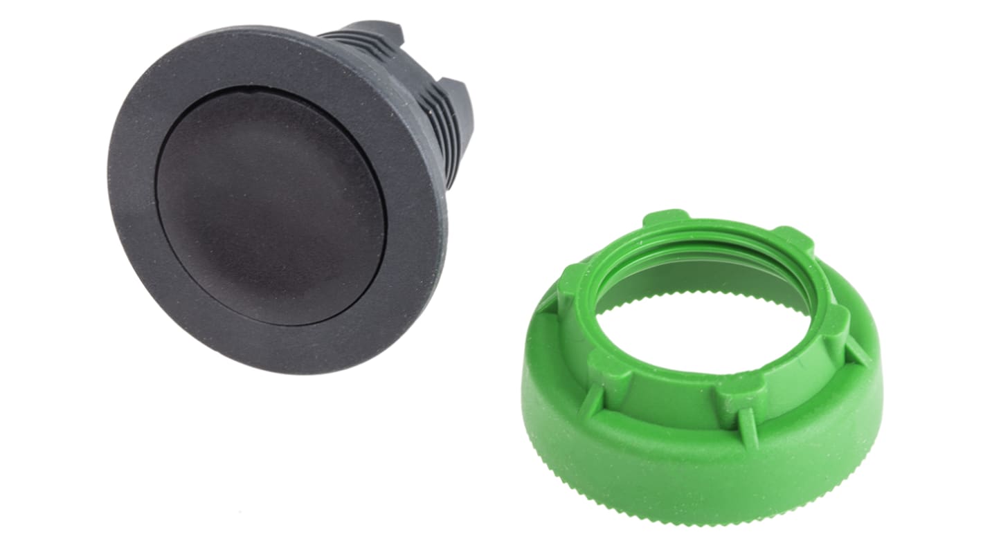 Attuatore pulsante ZB5FA2 con montaggio a filo, cappucci neri - 30mm - Ideale per industria chimica e alimentare.