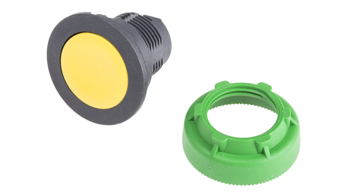 Attuatore pulsante instabile giallo Schneider Electric ZB5FA5, testa rotonda, montaggio a filo, diametro 30 mm, protezione IP66/IP67/IP69K.