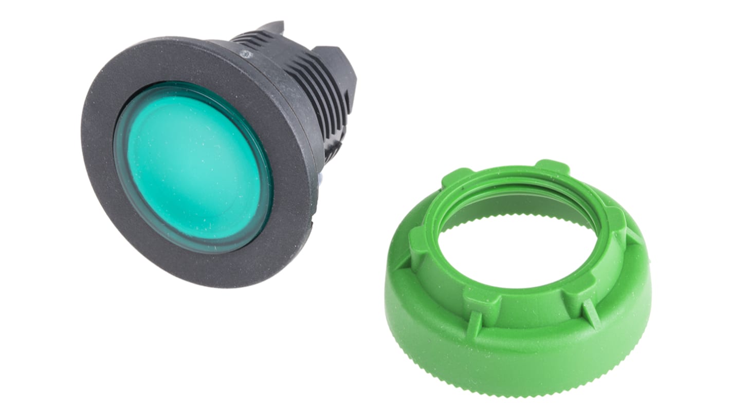Attuatore pulsante illuminato ZB5FW333, diametro 30mm, montaggio a filo, LED verde, Harmony ZB5. Ideale per industria e macchinari.
