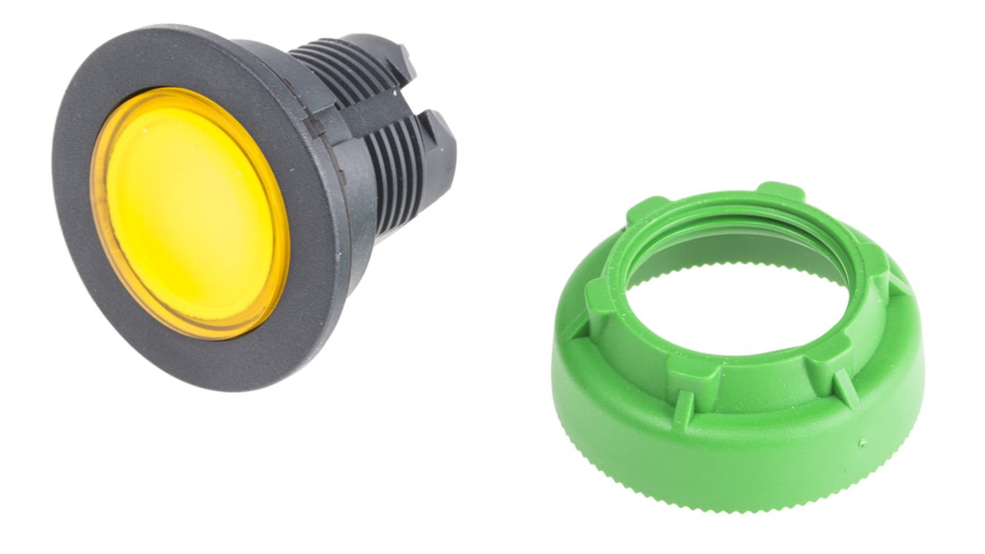 Attuatore pulsante instabile Schneider Electric ZB5FW383, testa gialla illuminata, montaggio a filo, diametro 30 mm, protezione IP66/IP67.