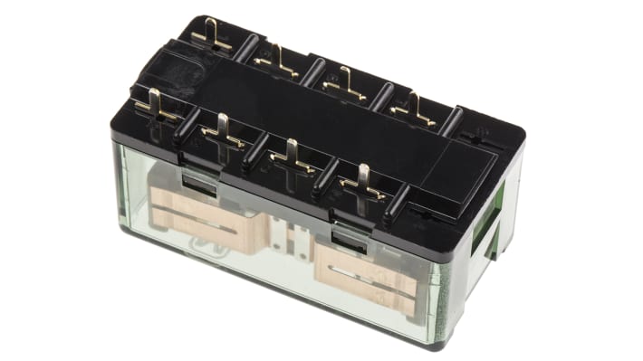 Relè di potenza DPDT Panasonic SP2-P-DC5V per montaggio su PCB, 5V cc, 15A, dimensioni 22 x 50 x 25,6 mm.