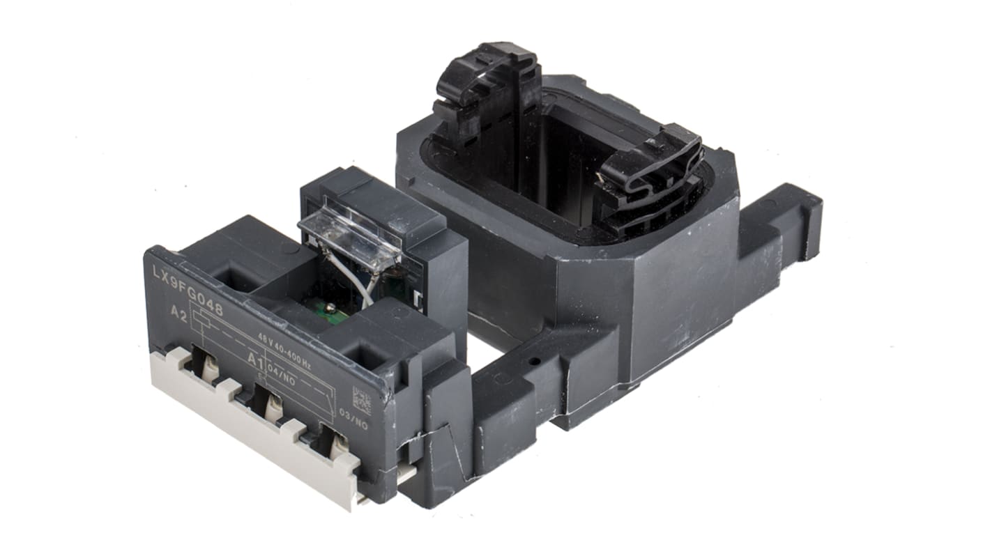 Bobina contattore Schneider Electric LX9FG048 per LC1F185 e LC1F225, 48 V c.a., progettata per basso consumo energetico.