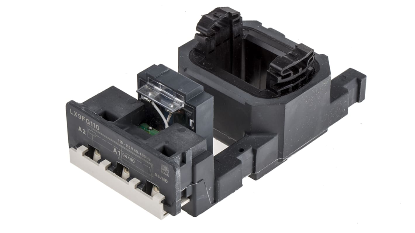 Bobina contattore Schneider Electric LX9FG110 per LC1F185 e LC1F225, tensione 110 V c.a., tecnologia a basso consumo.