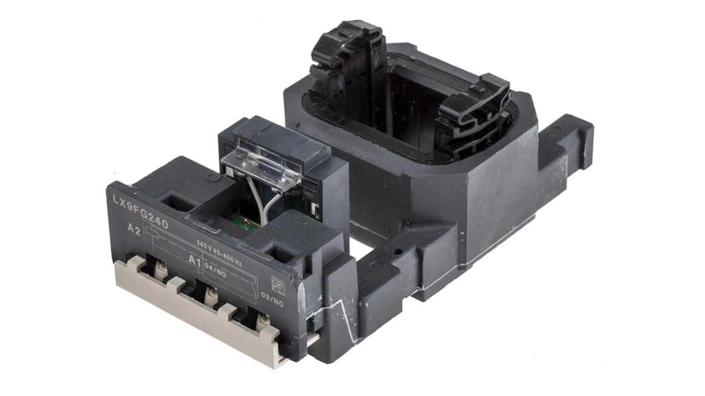 Bobina contattore Schneider Electric LX9FG240 per LC1F185 e LC1F225, tensione 240 V c.a., basso consumo energetico.