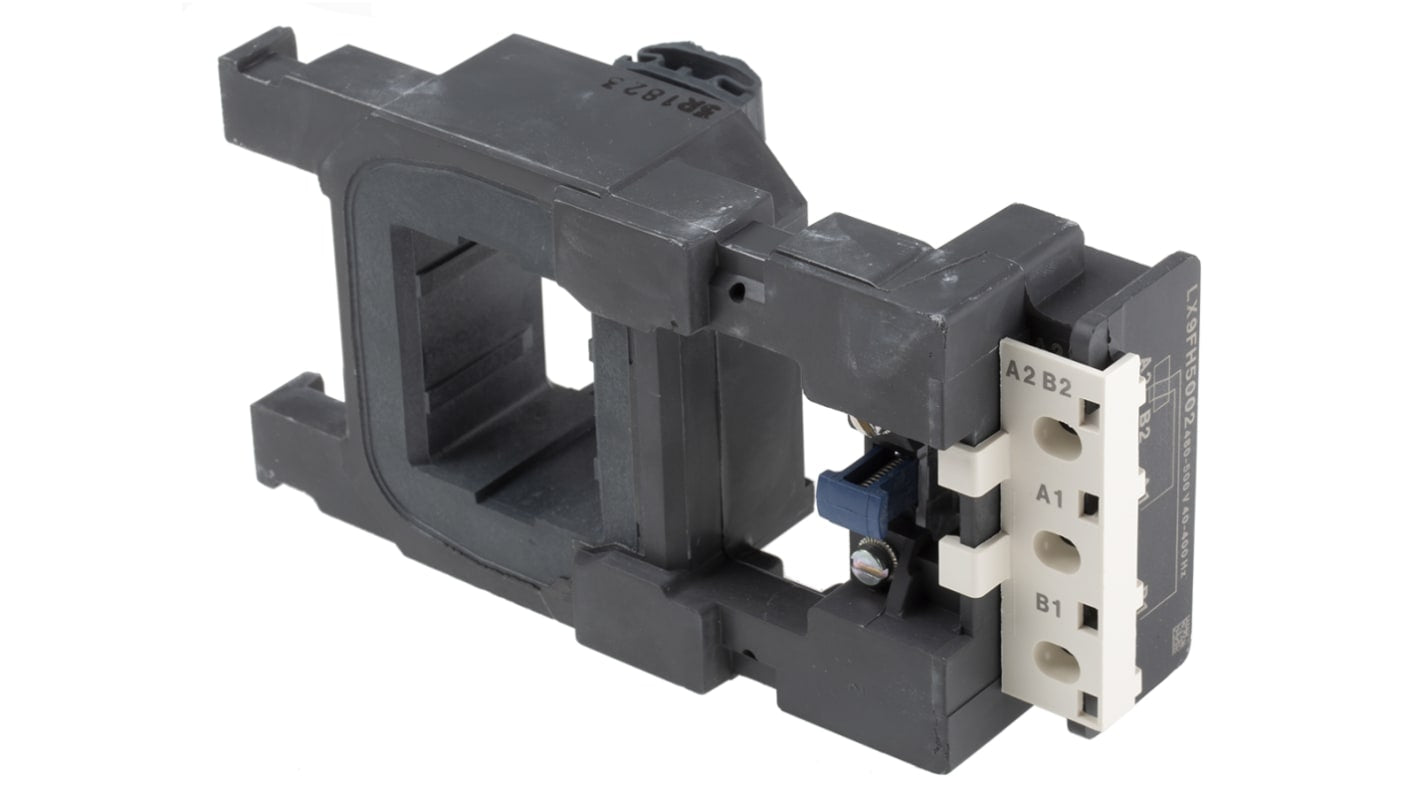 Bobina contattore Schneider Electric LX9FH5002 per LC1F265 e LC1F330, tensione 500 V c.a., progettata per basso consumo.