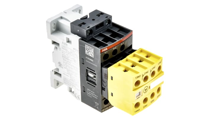 ABB Jokab 1SBL177082R1122 AFS16-30-22-11, contattore di sicurezza 3 poli, 30 A, alloggiamento giallo, dimensioni 45x110.5x80 mm.