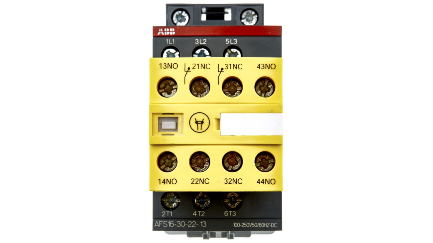 Contattore ABB Jokab 1SBL177082R1322 AFS16-30-22-13, 3 poli, 3 NO, corrente 30 A, montaggio su guida DIN, dimensioni 45x110.5x80 mm.