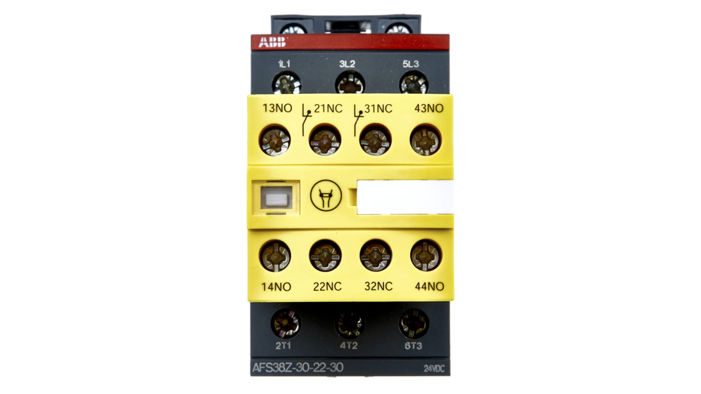 Contattore di sicurezza ABB Jokab AFS 1SBL296082R3022, 3 poli, 50 A, 24 V c.c., dimensioni 45 mm x 119.5 mm x 80 mm.