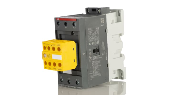 Contattore ABB Jokab 1SBL367082R1122 AFS52-30-22-11, 3 poli, 3 NO, 100 A, montaggio su guida DIN, dimensioni 144 x 55 x 125,5 mm.