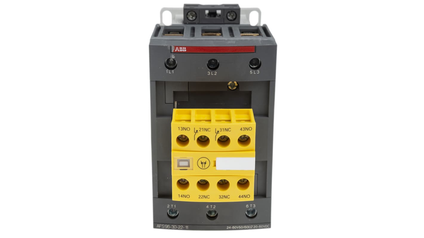 Contattore ABB Jokab 1SBL407082R1122 AFS, 3 poli, 3 NO, corrente 130 A, tensione 600 V AC, montaggio a vite, dimensioni 70x149x119.5 mm.